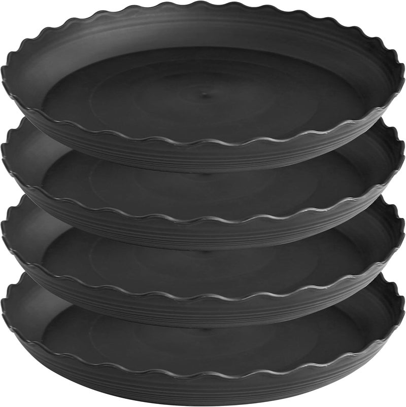 Grjoprt 4 Pack of 14 inch Plant Saucer, Plastic Plant Saucer 14 inch, Heavy Duty Plant Tray for Pots, Plant Saucers for Indoors Planter, Garden Water Plate 12"/13"/14" (Black) - Image 1